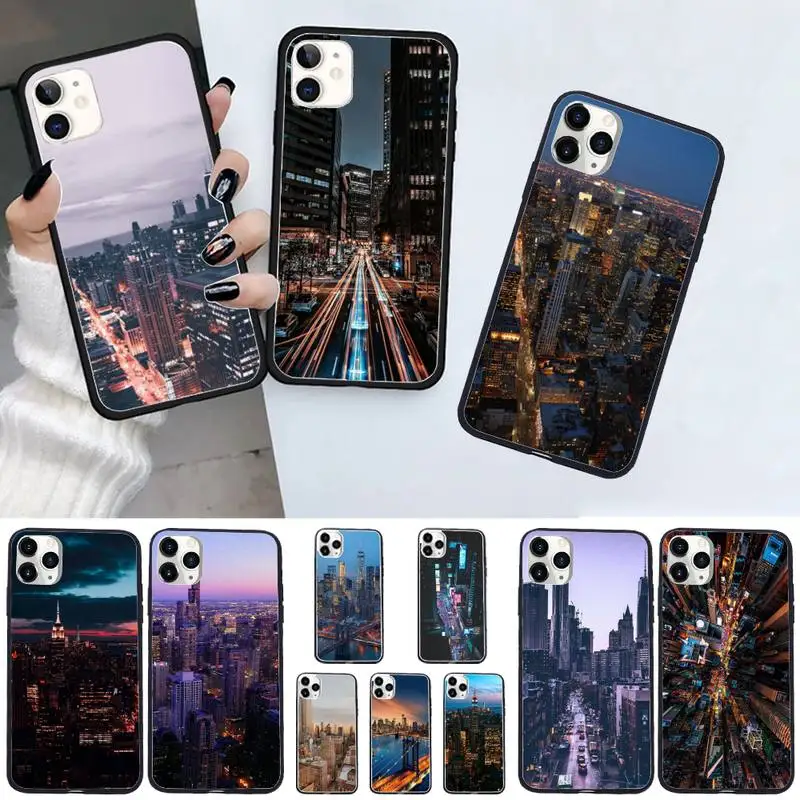 

New York City night pattern Phone Case For iphone 12 11 13 7 8 6 s plus x xs xr pro max mini shell