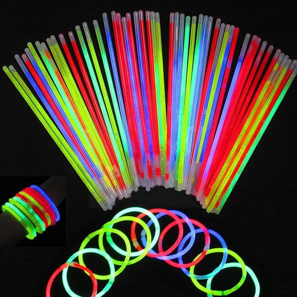 

Party Fluorescence Light Glow Sticks Bracelets Necklaces Neon For Wedding Party Glow Sticks Bright Colorful Glow Stick K8n7