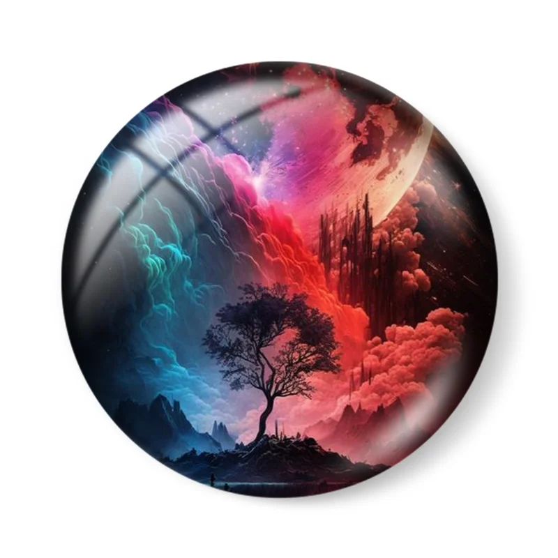 Cabochons for Jewelry Making Sunset and star landscape12mm/25mm/30mm Round photo glass cabochon demo flat backMaking findings