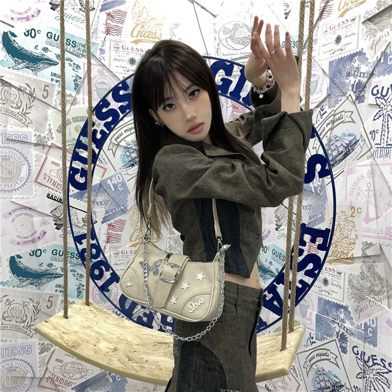 Y2k Handbag Women's Underarm Bag 2023 New Trend Biker Handbag for Women Retro Hot Girls Chain Bag Fashion Designer Bolso Mujer