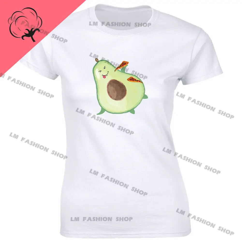 Женская и мужская одежда с авокадо ест пиццы хлопковая футболка принтом для
