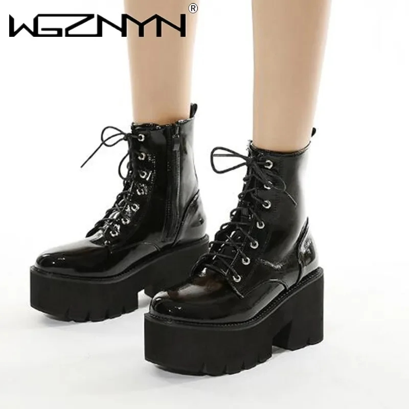 НОВЫЕ женские роскошные ботинки на платформе с боковой молнией удобные туфли