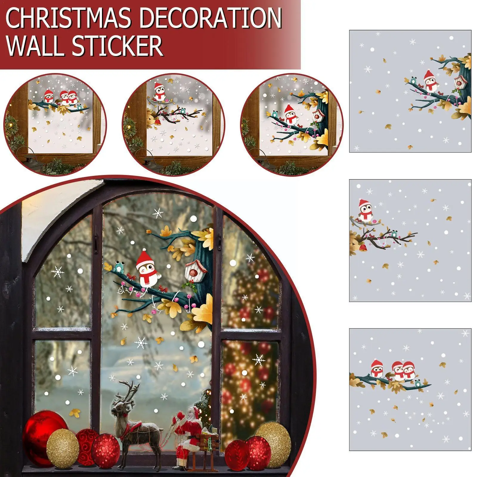 

Christmas Cartoon Snowflake Window UV Static Glass Sticker Merry Christmas Decor For Home Snowflake Wall Door Sticker O6A1