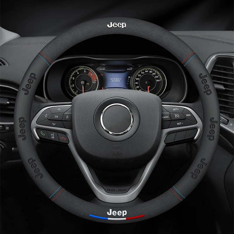 

Suede car steering wheel cover For Jeep Wrangler Grand Cherokee Renegade Compass Gladiator Liberty Patriot Wagoneer anti-skid