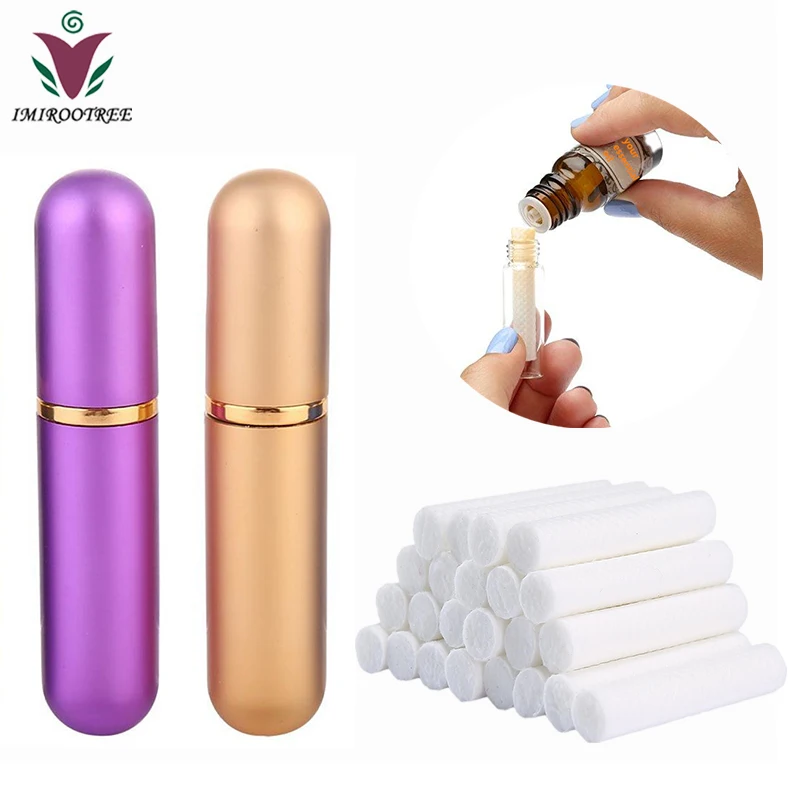

32Sets Nasal Inhaler Stick Tubes Mini Pocket Refillable DIY Aromatherapy Essential Oils Blank Aluminum Nasal Inhaler Bottle