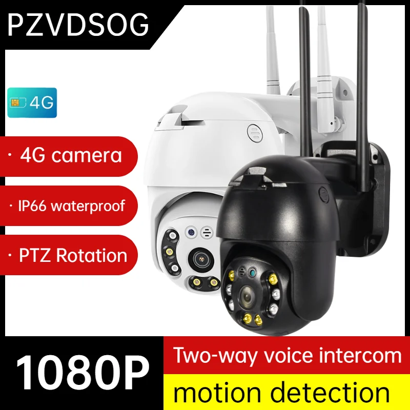 

PZVDSOG PTZ 4G SIM Camera IP66 Waterproof Two-way Voice Intercom Motion Detection CCTV Security Surveillance