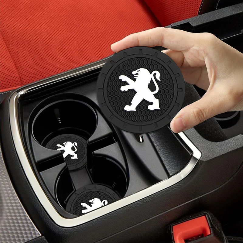 

1/2PCS Car Accessories Coasters Water Cup Holder Mat Decoration Pad for Peugeot 107 108 206 207 208 301 307 308 407 408 508 2008