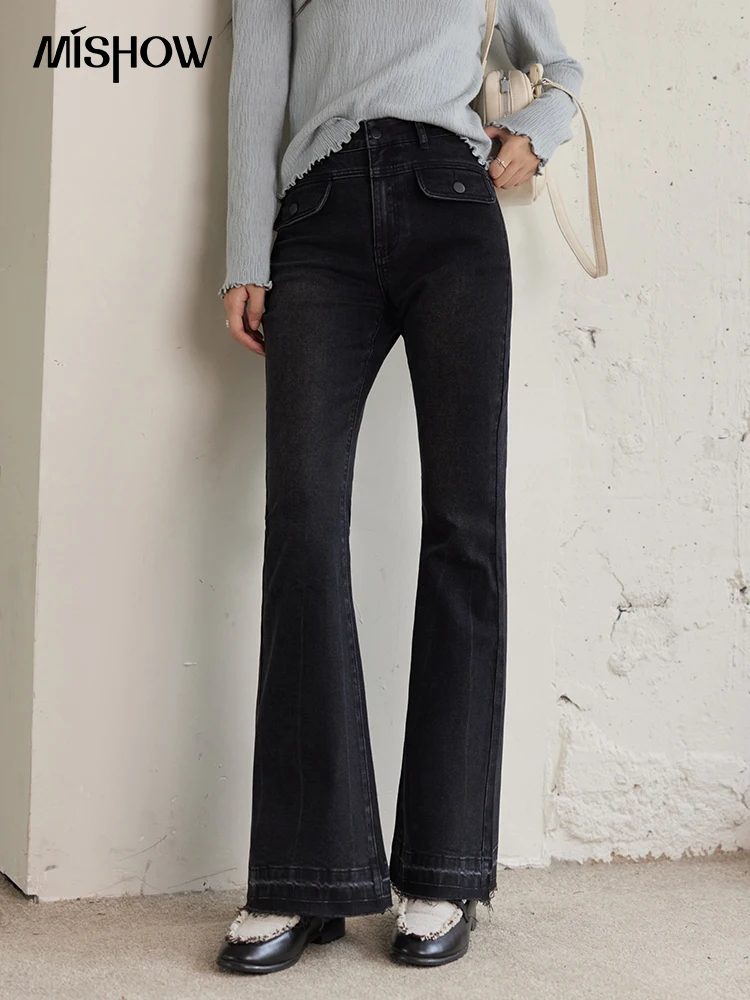 MISHOW винтажные расклешенные брюки для женщин черные серые осень-зима 2024