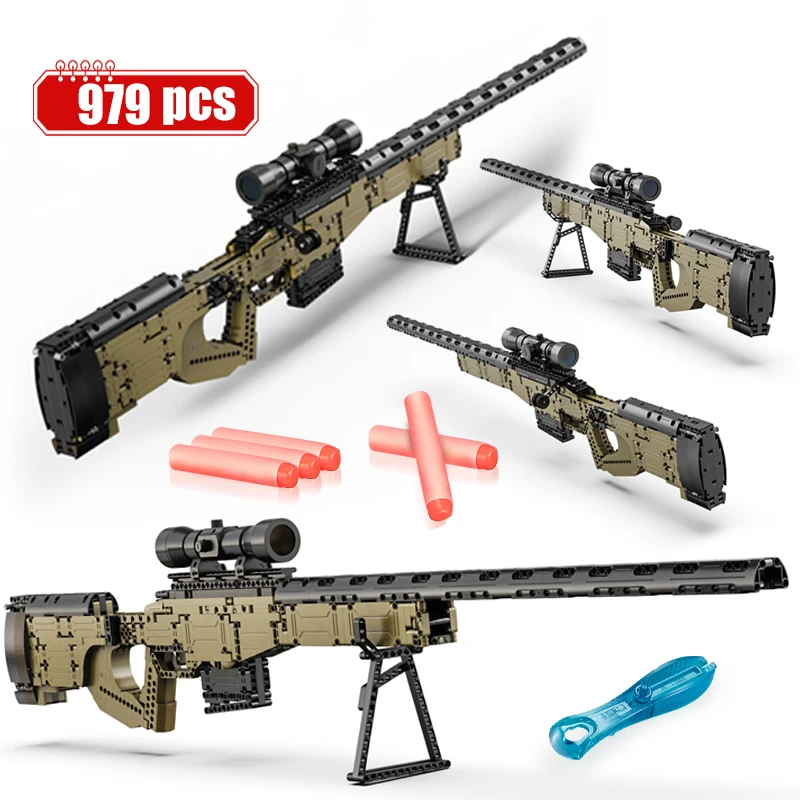 

979pcs WW2 Military Sniper Rifle Weapon Building Blocks City Police Assault Rifle DIY Bricks Toys for Kids Gifts