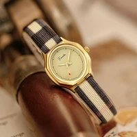 luxury small dial lady quartz watch vintage octagon bezel design stylish spliced leather strap simple wristwatch gift for women
