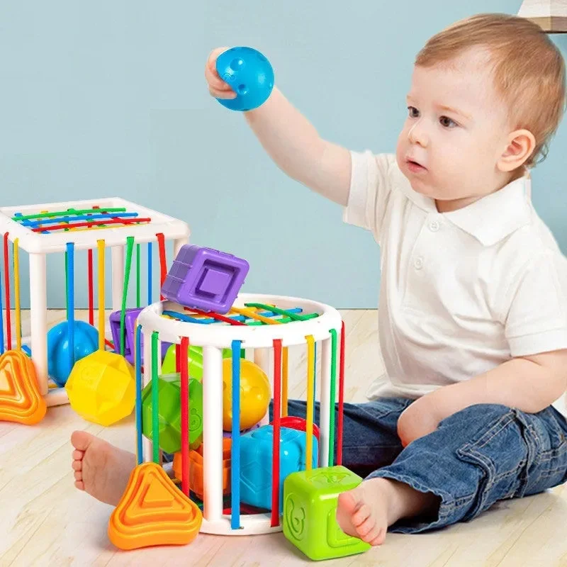 

Montessori Baby Sorting Toys Colorful Shape Blocks Sorting Game Baby Toys Sensory Cube Educational Toys for Children1-3 Years