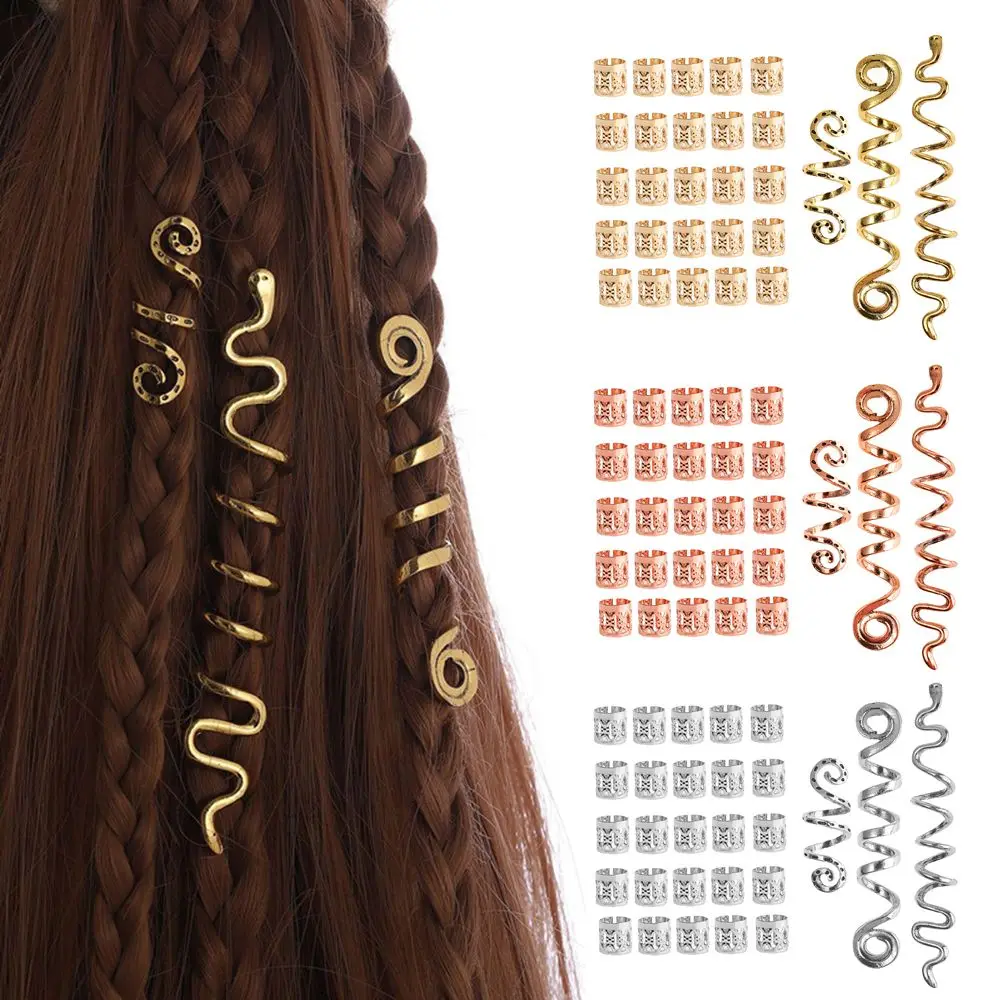 

Hair Supplies Ethnic Style Women Men Tube Clips Spiral Beads Rings Dreadlocks Hair accessories Dirty Braid Hair Buckles