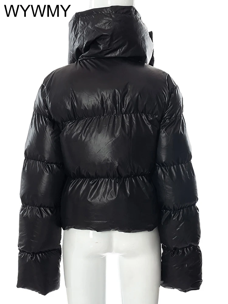 WYWMY Winter Scarf Collar Puffer Short Jackets Women 2022 Oversized Black Bubble Coats High Street Outwear Casual Zipper Parkas