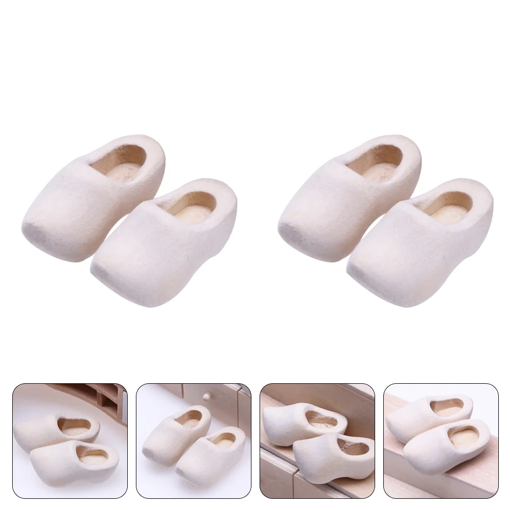 

Mini Wooden Shoes Kids Graffiti Painting Toy Simulation DIY Craft Supply Model Decorative Klompen