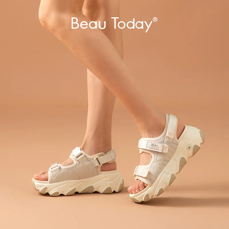 

BeauToday Chunky Sandals Women Mesh Webbing Hook and Loop Summer Outdoor Ladies Casual Platform Shoes Handmade 38143