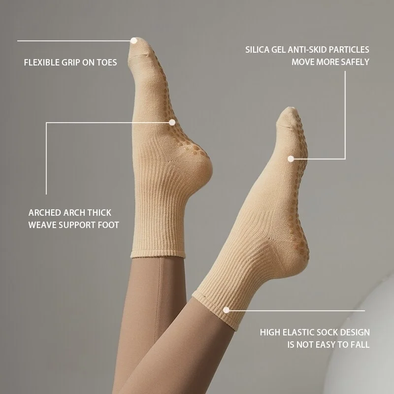 Хлопковые мягкие носки для пилатеса 2023 нескользящие женские носки-трубочки йоги