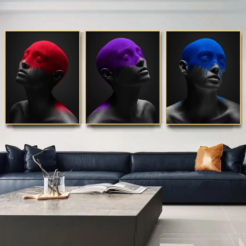 

Абстрактная красочная голова пигмента черно-белая девушка холст Картина граффити художественные плакаты Настенная картина гостиная домаш...