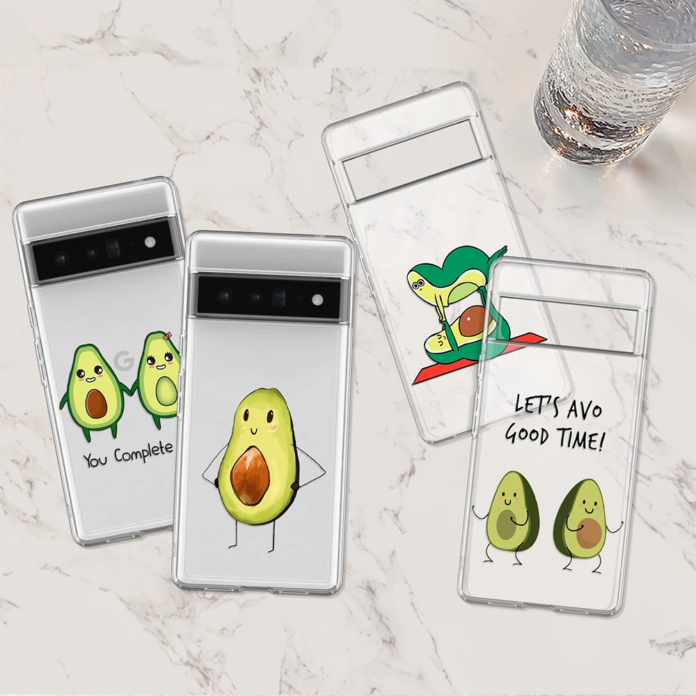 

Funny Yoga Avocado Case for Google Pixel 7a 7Pro 7 6a 6 6Pro 5 5a 5G 4XL 4 2 3XL 2XL 3 3a 3aXL 4a Clear Soft Silicone Coque Capa