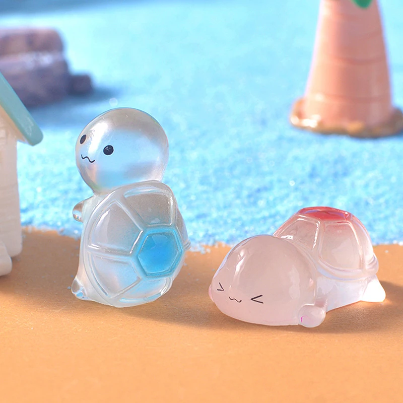 Мультяшные милые светящиеся маленькие черепахи украшения миниатюрные фигурки