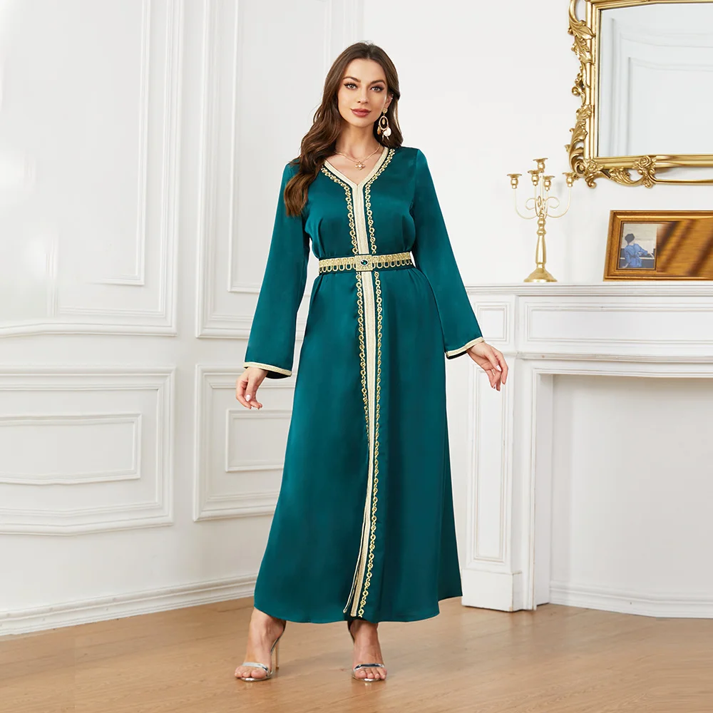 Kaftan For Women Muslin Abaya Wedding Fashion Long Sleeves Ramadan Islamic Dresses Dubai Moroccan Caftan Woman Female Clothing