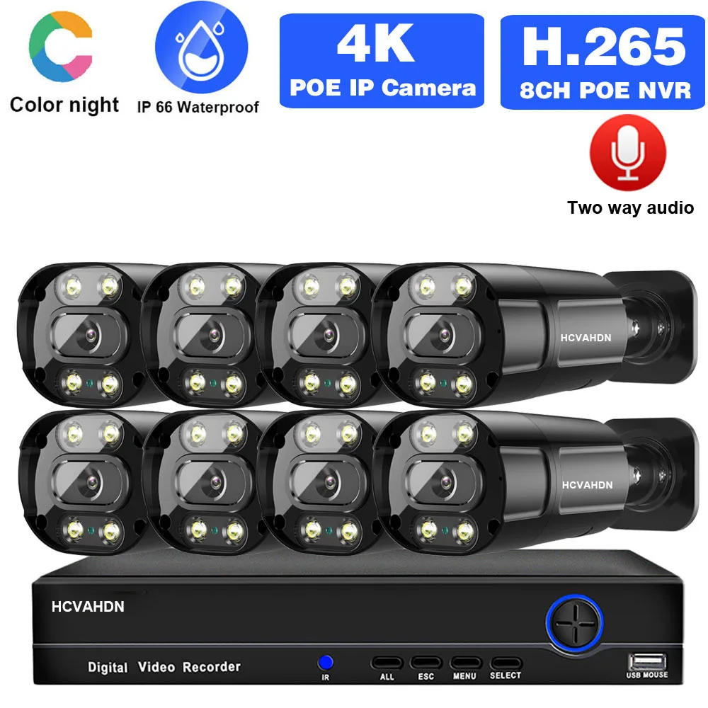 

Ultra HD 4K POE Security Camera System 8CH 8MP POE NVR kit Outdoor Color Night vision CCTV Bullet Camera video Surveillance Kit