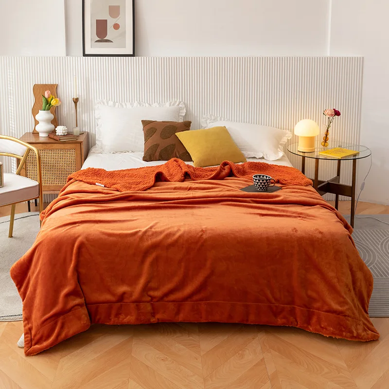 

Autumn and winter new simple solid color two-sided cashmere Farai cashmere blanket home nap blanket gift blanket
