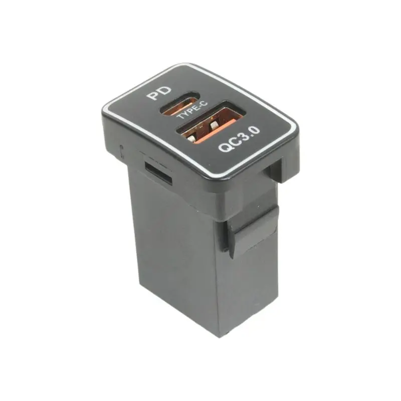 Фото НОВИНКА В НАЛИЧИИ - Автомобильная розетка с быстрой зарядкой QC3.0 Type-C, 1 шт. TS-02 для Toyota, двойной порт быстрой зарядки, детали для модификации автомобиля. №5