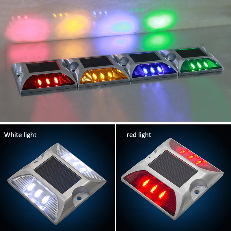 

Street Light Aluminum Led Solar Warning Lights Flashing Blinking Two-sided Solar Reflector Road Lights Solar Lamp