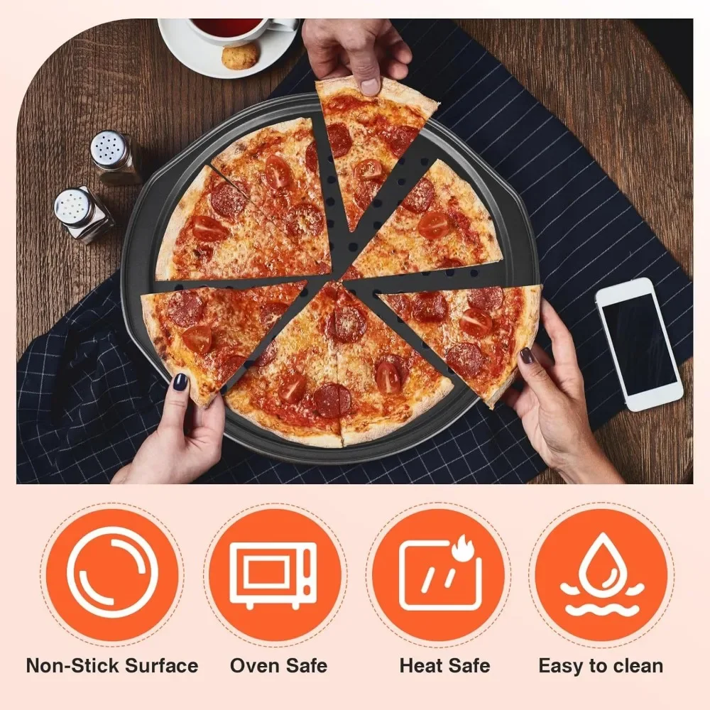 Сковорода для пиццы с антипригарным покрытием противень отверстиями кухонная
