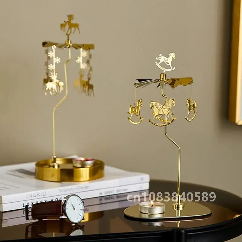 Треугольный/круглый поднос вращающийся подсвечник Рождественский олень