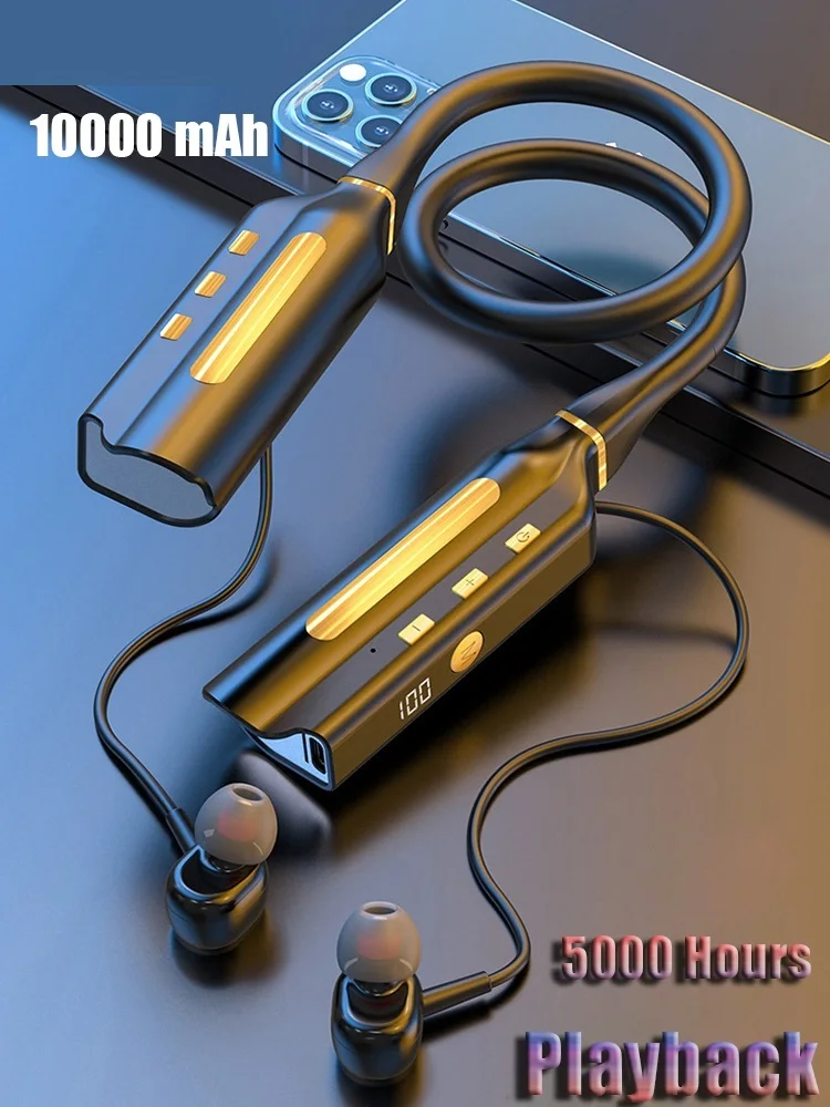 

Беспроводные Bluetooth-наушники, 10000 мАч, 5000 часов воспроизведения, магнитная спортивная Гарнитура для бега, спортивные наушники с шейным ободом...