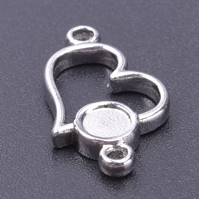3pcs/Lot Stainless Steel Charms For Earrings Making Supplies Metal Jewelry Heart Shape Hollow Pendants Double Hole Accessories