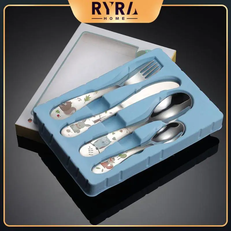 

Children Childrens Tableware 304 Stainless Steel Fork Spoon Food Contact Grade Birthday Gift Animal Cartoon Rice Scoop Cute