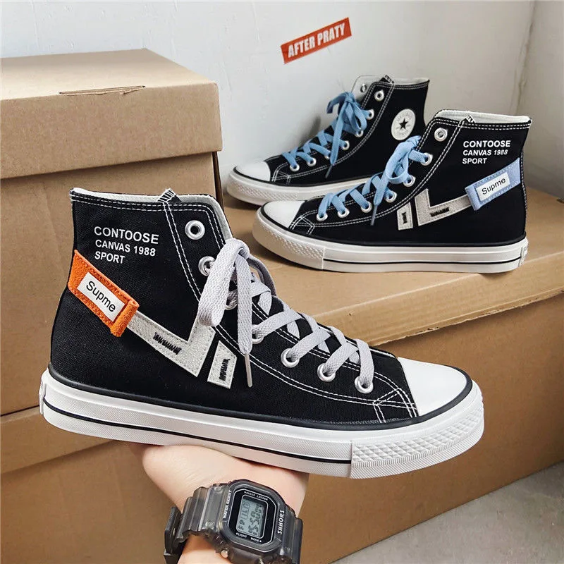 

Fashion Mens High Top Sneaker Vulcanize Shoes Canvas Shoes Trend All-match Matching Men Women Flat Sports Shoes Skateboard Shoes