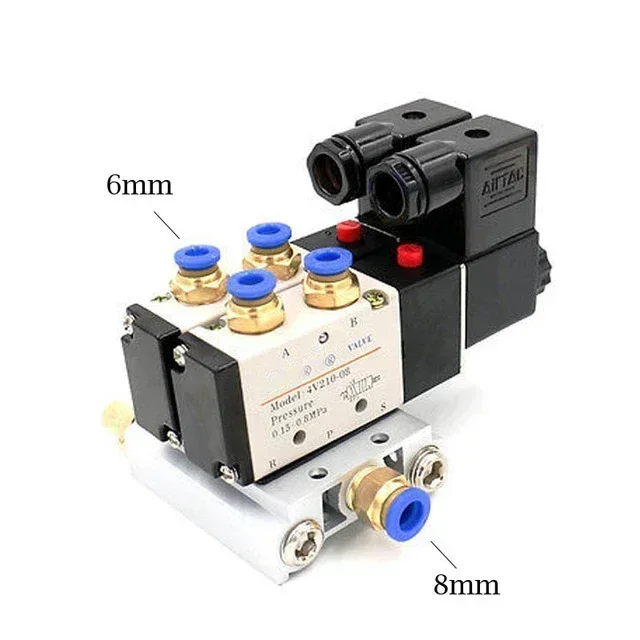 12/24 В постоянного тока 110/220 В переменного тока, мультиварный блок 4V210-08, блок пневматического электромагнитного клапана с креплением глушителя, базовый коллектор 2/3/4/6 ходов