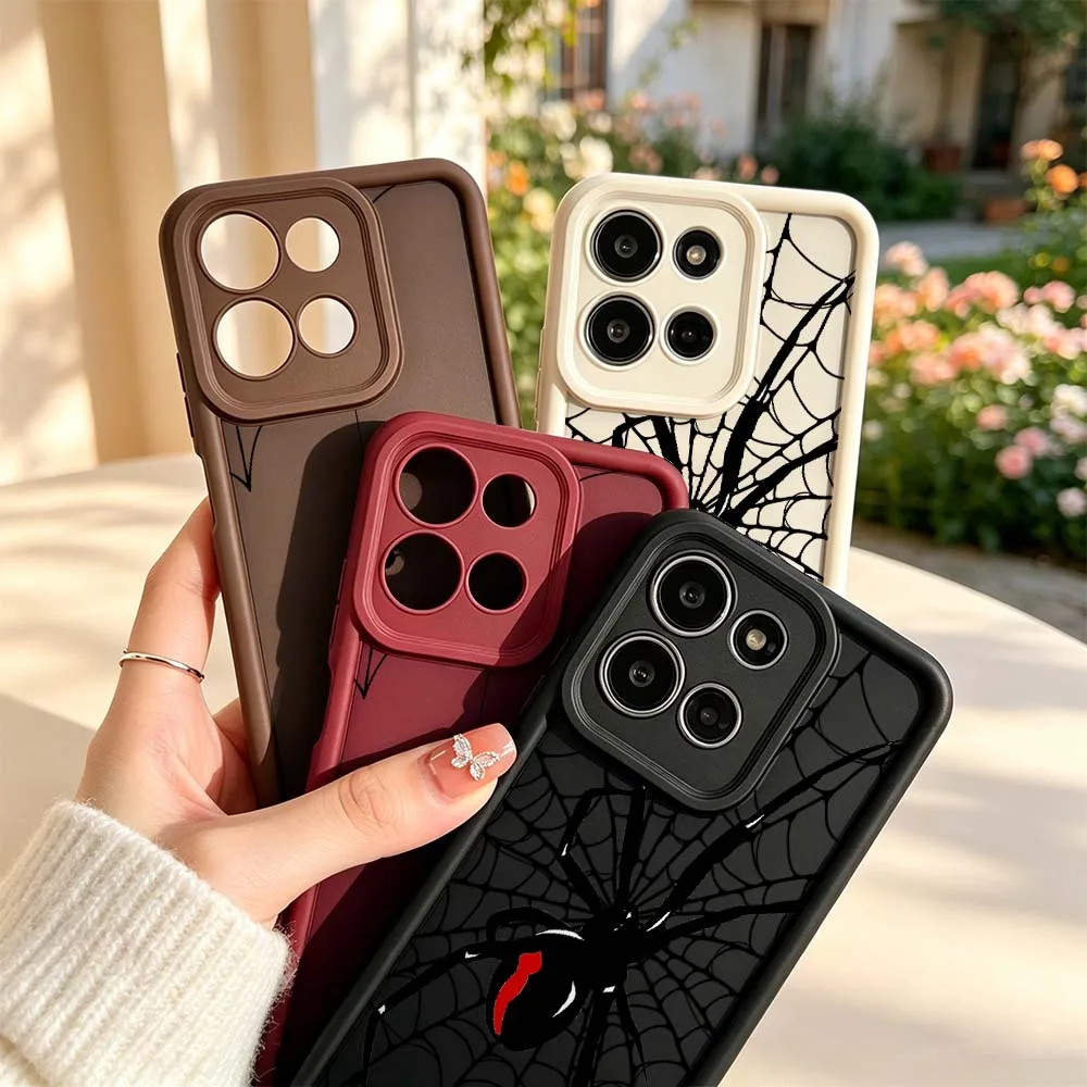 Фото Чехол для телефона с мультяшным черным узором в виде паутины для Motorola G Stylus G86 G86 G84 G75 G73 G72 G56 G24 E15 70 50 30, чехол-накладка с защитой для камеры №2