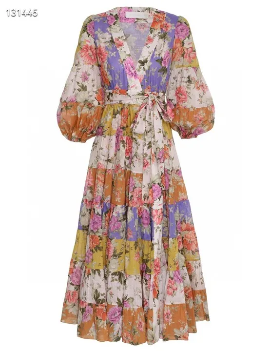 

2022 V-Neck Lantern Sleeve Belt Mid-Calf Dress for Women French Dress Women Women Boho Long Maxi Dress Dress Elegant