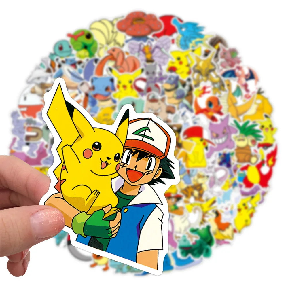 

100pcs Pokemon Pikachu Stickers Anime Cartoon Kawaii Waterproof Stikers Skateboard Bicycle Guitar Laptop Kids Stiker Toys