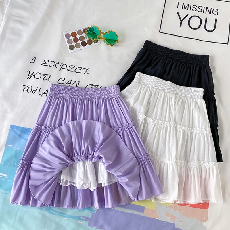 

Женская трапециевидная мини-юбка с высокой талией, универсальная тонкая юбка с вышивкой, короткая юбка в студенческом стиле, летняя повседн...