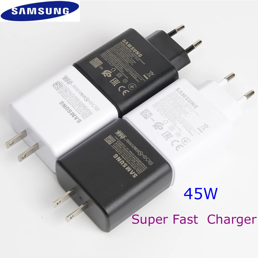 

Samsung Original Fast Chatgering Wall Travel Charger 45W EP-TA845 For Galaxy Note 10+ A91 Note 10+ 5G USB-C cable