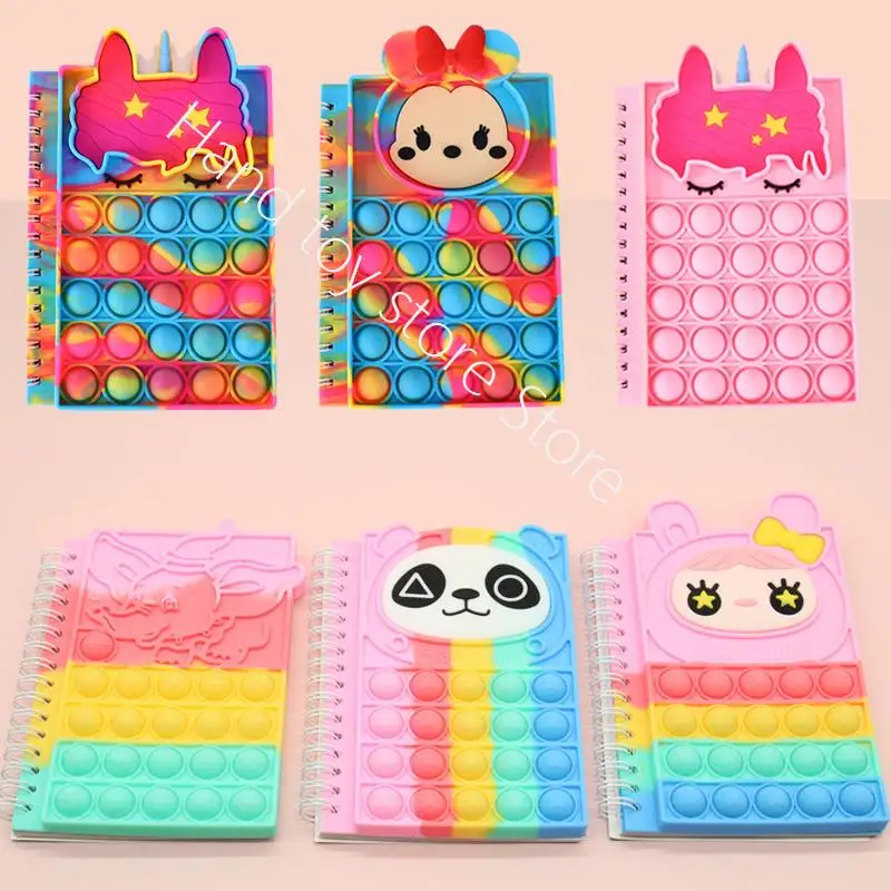 A6 Kawaii панда блокнот фиджет игрушки антистресс Push Pop Единорог пузырьковый Cartoo