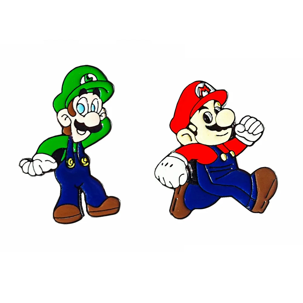 

Super Mario Bros Toys Cartoon Badge Brooch Anime Figures Mario Luigi Creative Enamel Pin Backpack Denim Jacket Shirt Pin Jewelry