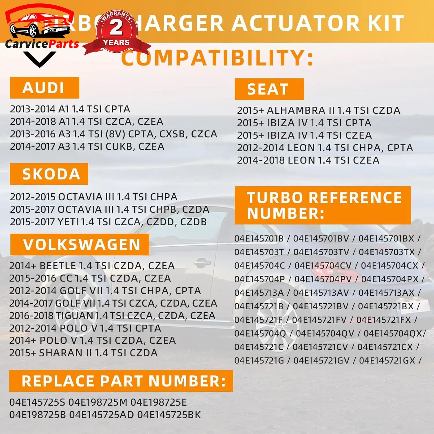 Привод турбокомпрессора 04E145725AD 04E145725S подходит для Audi Volkswagen