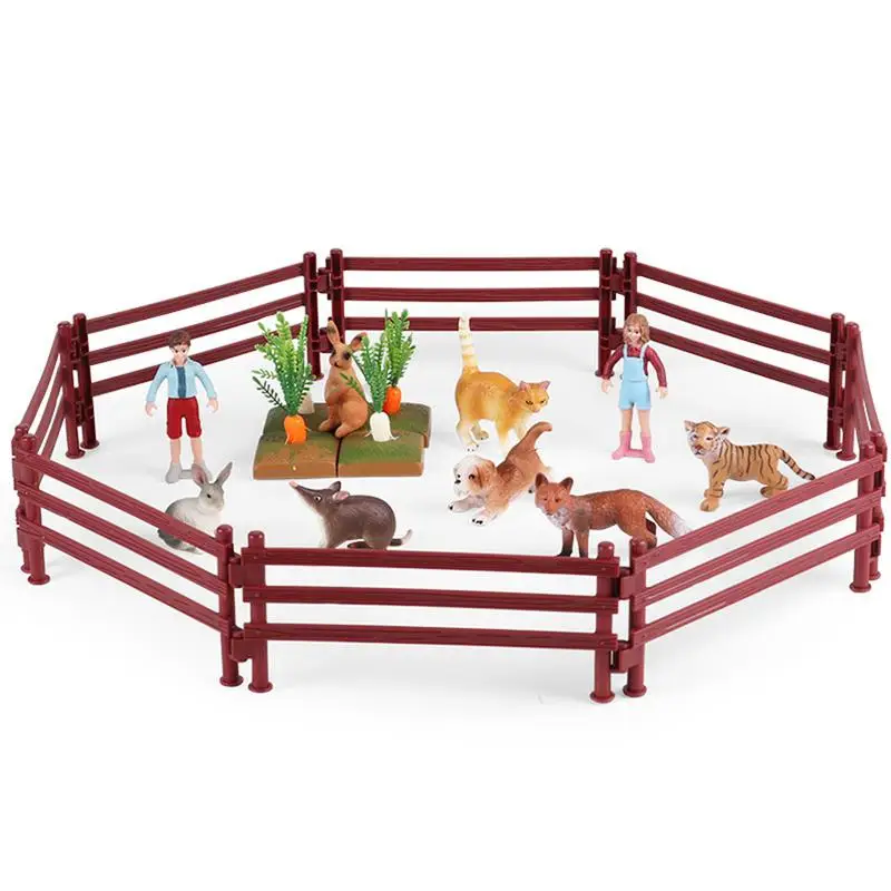 

Barn Animals 21pcs Animal Toys Fence Farm Playset Desktop Decorations Made Of PVC Material For Pretend Play For Kids Center