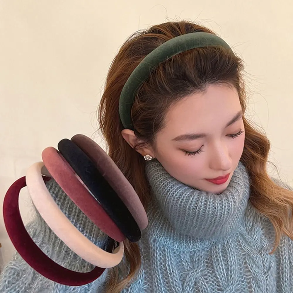 

Обруч для волос Женский бархатный, однотонный модный ободок в ретро стиле, аксессуар для укладки волос