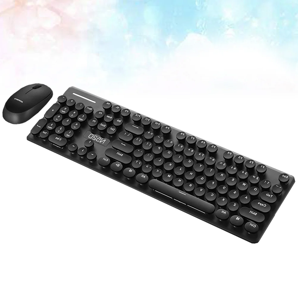 

1 Set Keyboard Durable Premium Practical Cute Computer Keyboard Mechanical Keyboard Mouse Wireless Keyboard Retro Round Keyboard