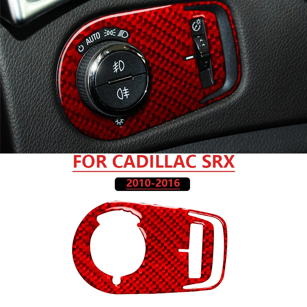 Фото Для CADILLAC SRX 2010-2012: Комплект накладок на переключатель фар, красные, из настоящего мягкого карбона, аксессуары для интерьера автомобиля, декоративные наклейки №2
