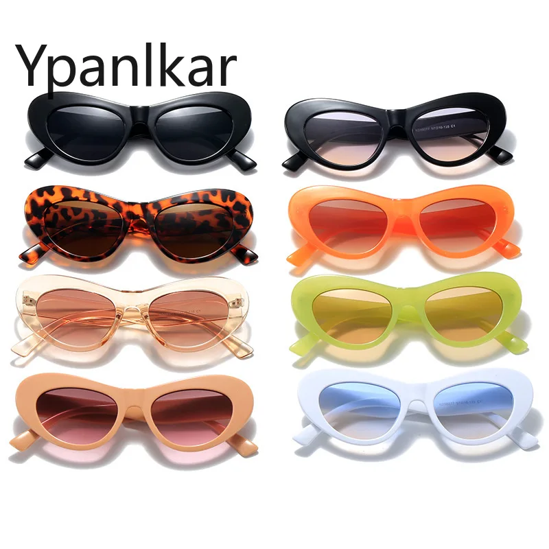 

Fashion Popular Fashion Small Cat Eye Sunglasses Woman Vintage Oval Eyewear Men Champagne Tea Sun Glasses Shades UV400