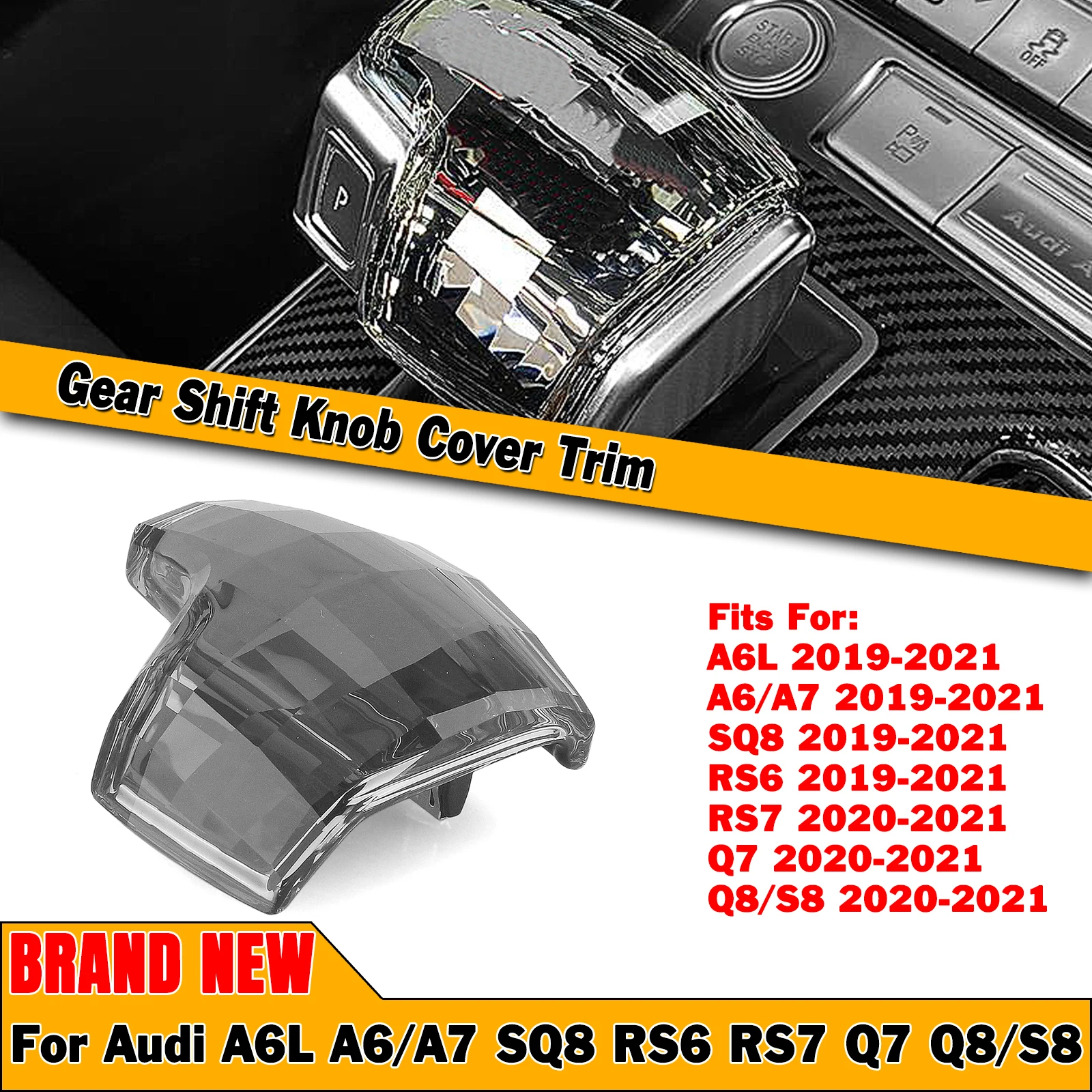 

Car Gear Shift Knob Cover For Audi A6 A7 RS6 RS7 2019-21 LHD Crystal Replacement Shifter Head Shell Cap