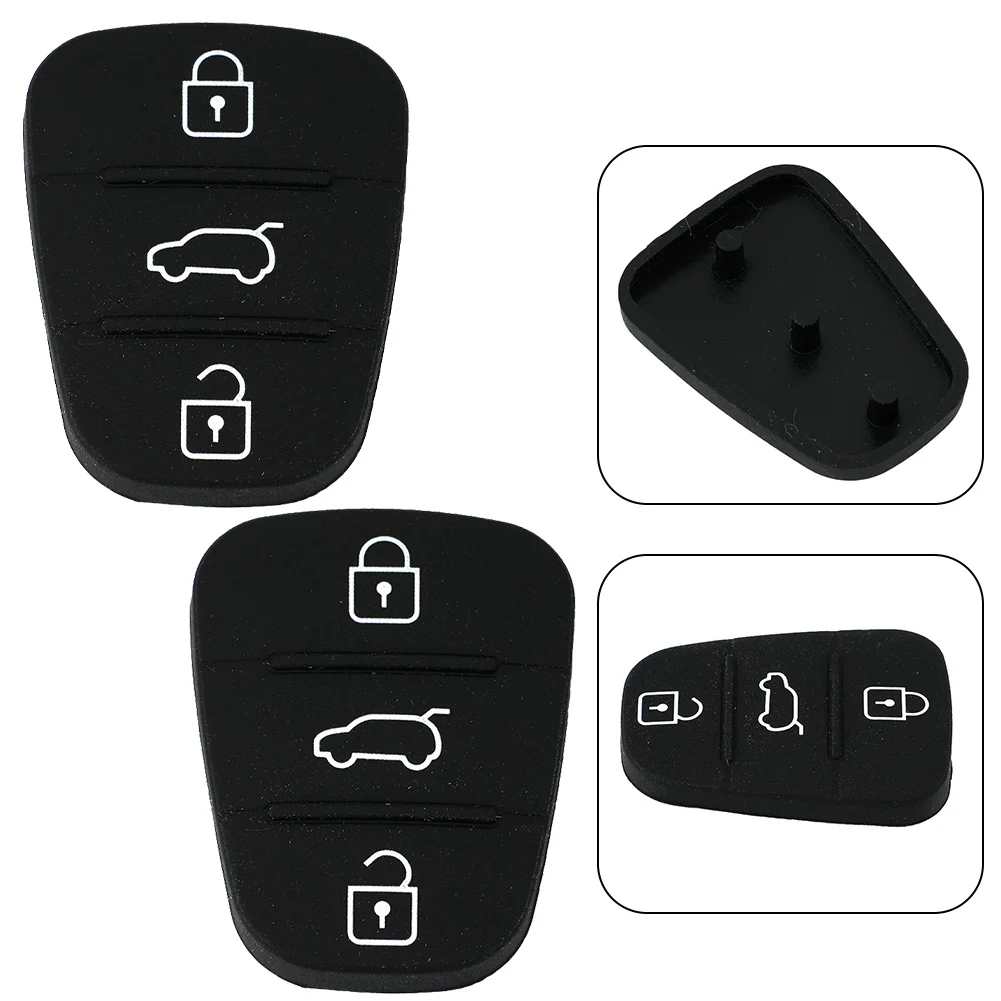 

2x Remote Car 3 Buttons Key Fobs Case Rubber Shell Black For Hyundai I10/I20/I30 Replacement Rubber Keypads
